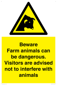 Beware Farm animals can be dangerous. Visitors are advised not to interfere with animals